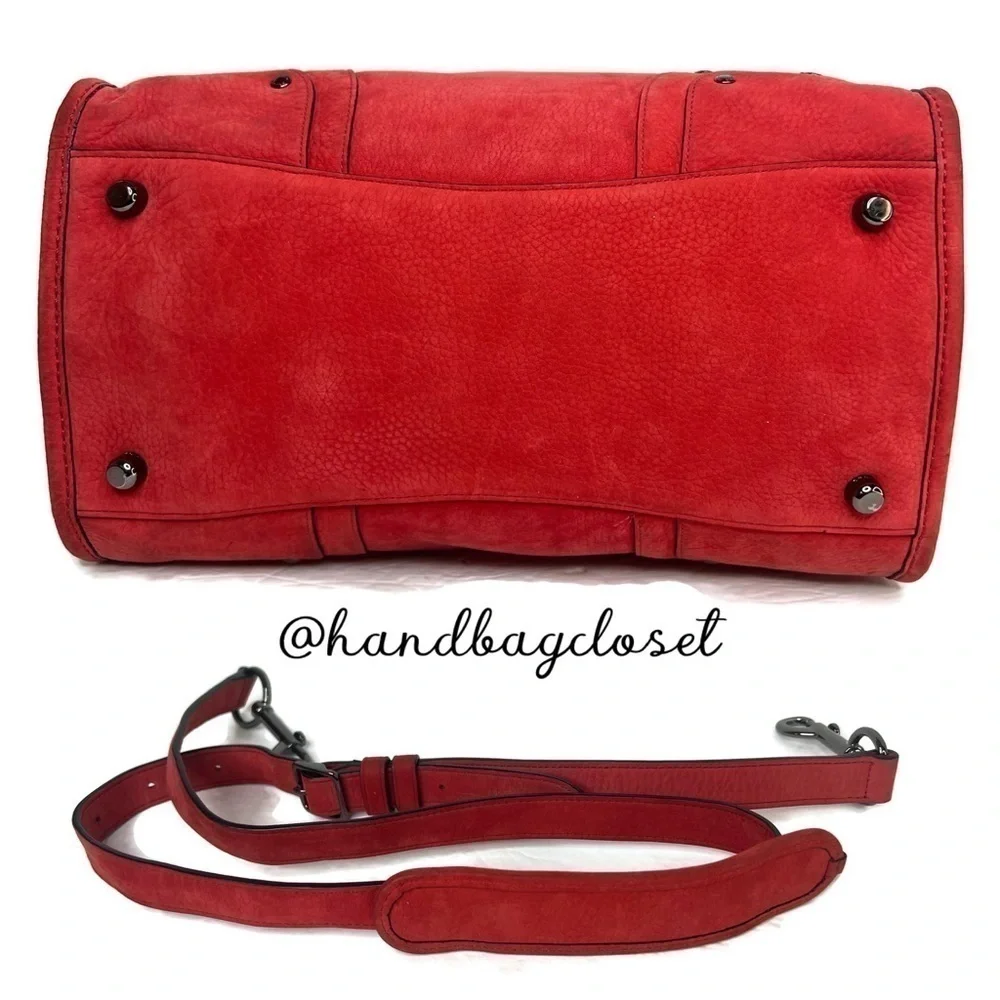 Coach Elevated Rhyder 33 Red Pebbled Suede Leather Shoulder Bag